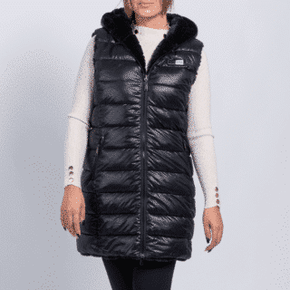 Clothing Prince Oliver Woman Black Down Vest Double-Faced