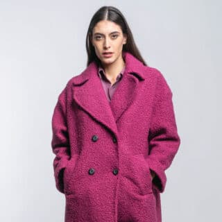 Women Γυναικείo Oversized Boucle Coat Μώβ 2