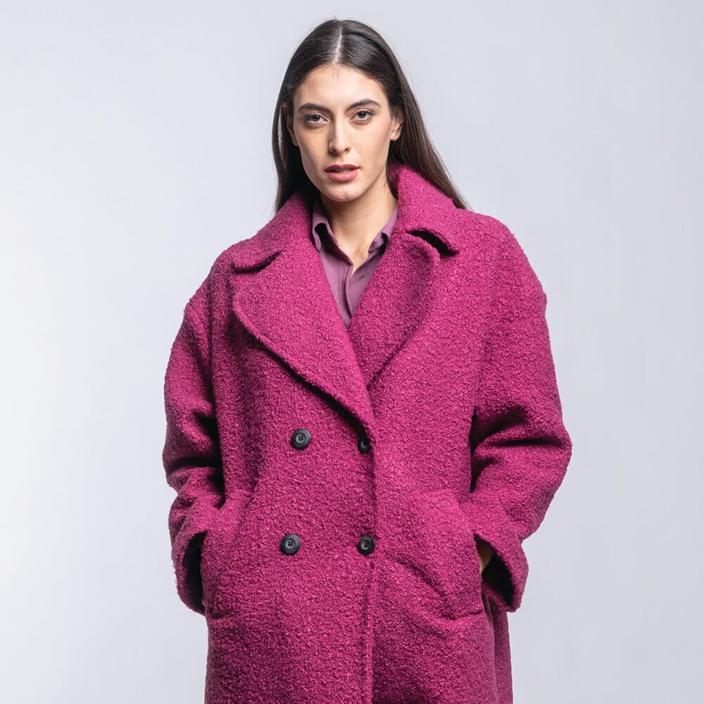 Women Γυναικείo Oversized Boucle Coat Μώβ 6