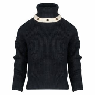 Clothing Women’s Knitted Black Blouse with Detachable Turtleneck