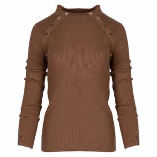 Clothing Women’s Brown Knitted Rip Blouse 