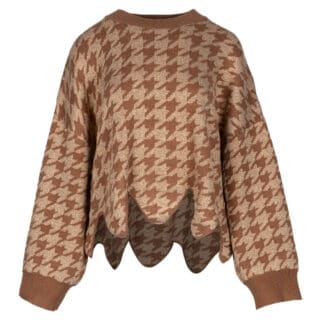 Clothing Woman’s Brown/Gold Knitted Pied de-poule Blouse