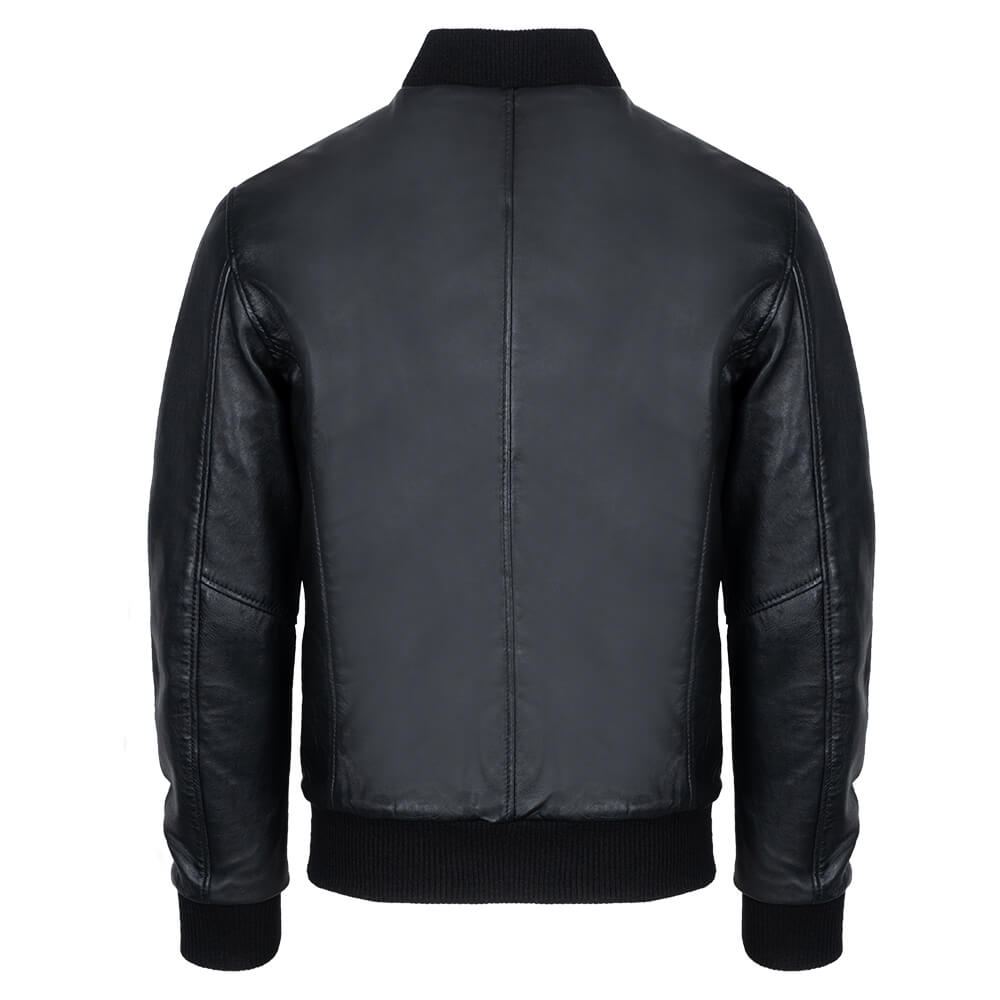 Men Prince Oliver Bomber Μαύρο 100% Leather (Modern Fit) 12