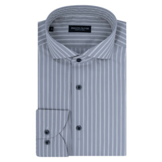 Clothing Premium Grey Stripped Shirt 100% Cotton (Slim Fit)