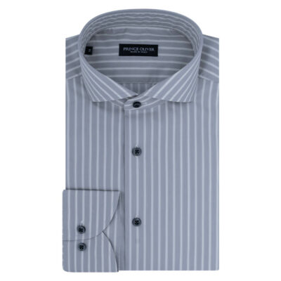 Premium Grey Stripped Shirt 100% Cotton (Slim Fit)
