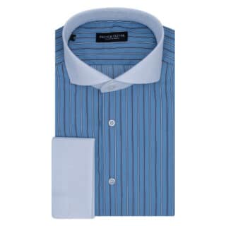 Men Superior Πουκάμισο Μπλε Ριγέ 100% Fine Cotton (Modern Fit) 6