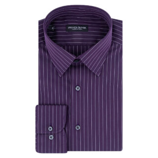 Clothing Premium Purple Striped Shirt 100% Cotton (Modern Fit)