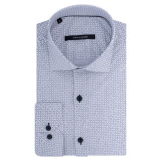 Clothing Prince Oliver White Shirt with Black Micro Design (Modern Fit)