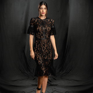 Clothing Women’s Midi Lace Dress Black