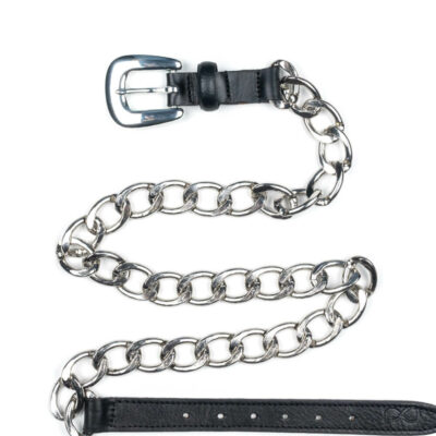 Women's Black Chain Belt 100% Leather