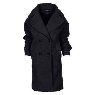Women Γυναικείo Oversized Boucle Coat Μαύρο 3