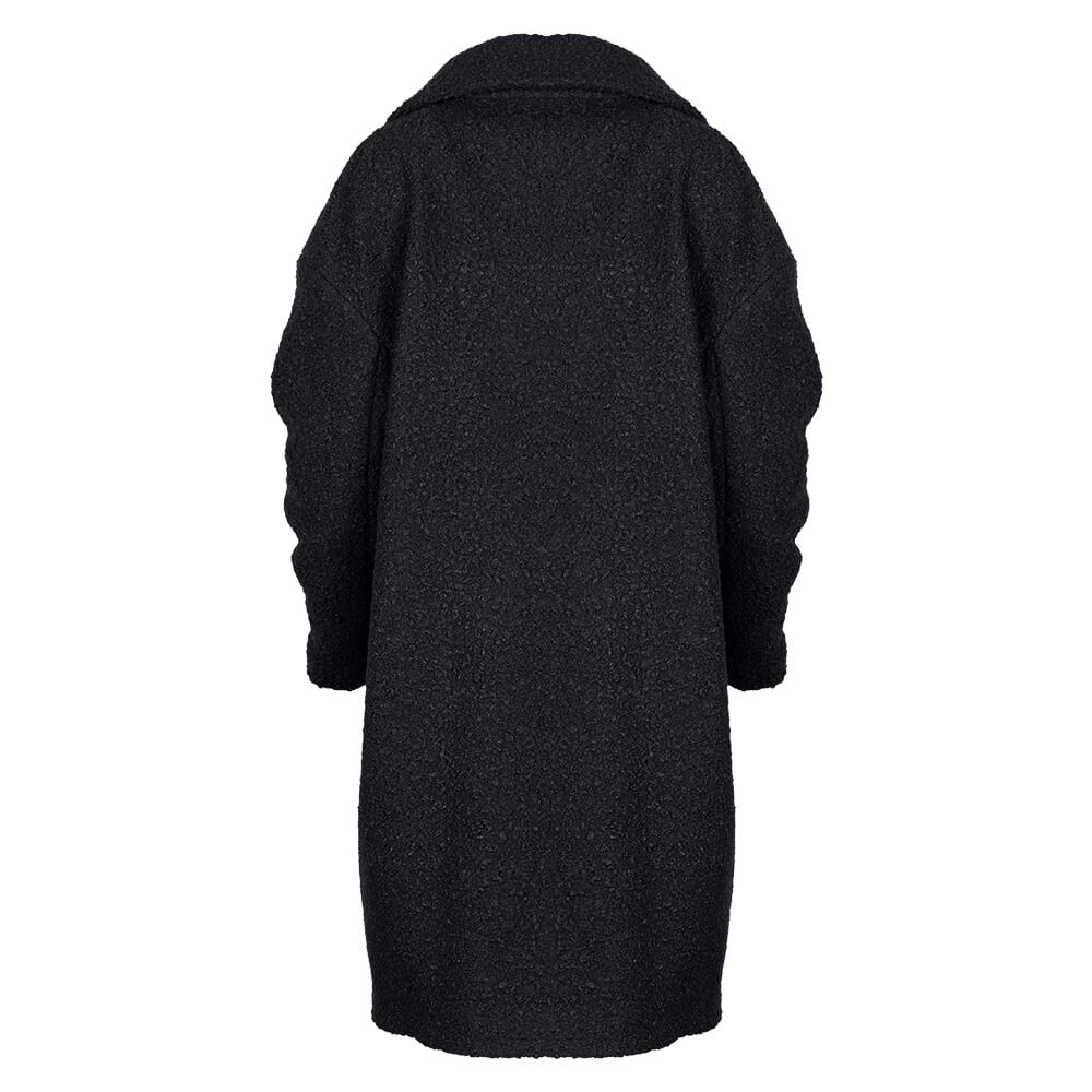 Women Γυναικείo Oversized Boucle Coat Μαύρο 10