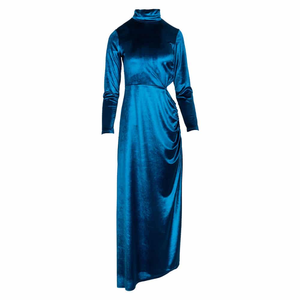 Women Γυναικείο Φόρεμα Maxi Μπλε Velvet 6