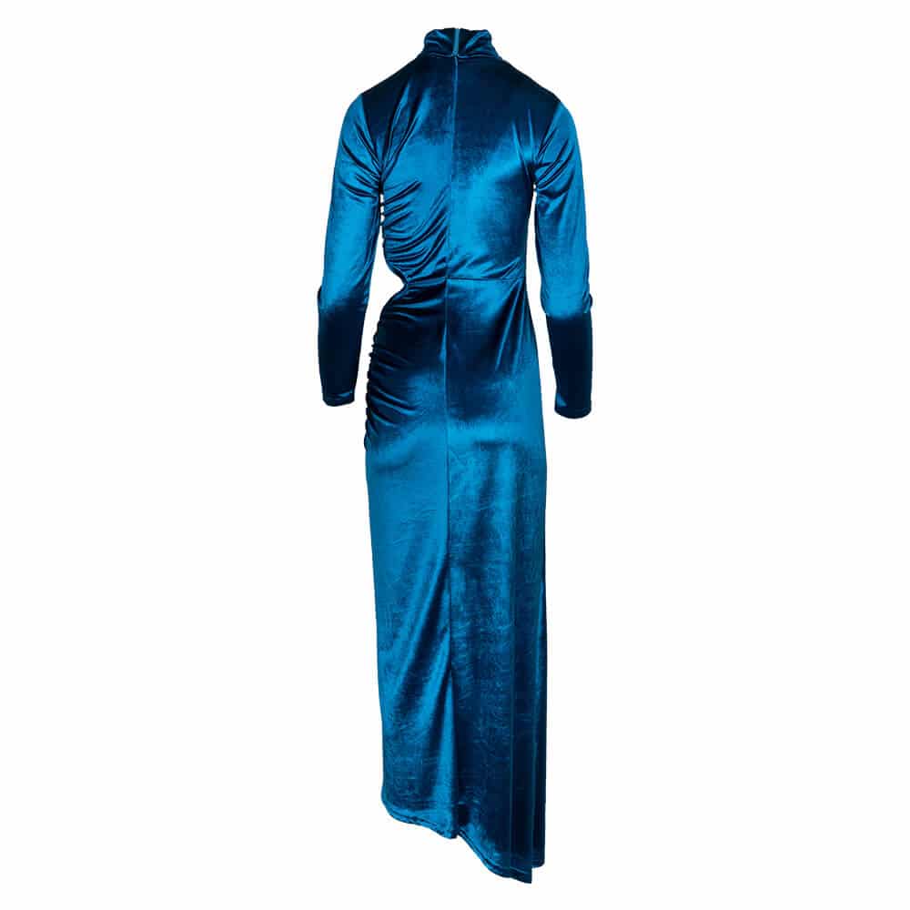 Women Γυναικείο Φόρεμα Maxi Μπλε Velvet 8