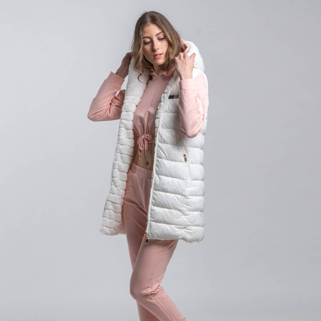  Fashion Γυναικείο Reversible Vest Λευκό 2025