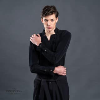 Black Line Collection Long Sleeve V-Neck Shirt Black Line Apeiron (Modern Fit)