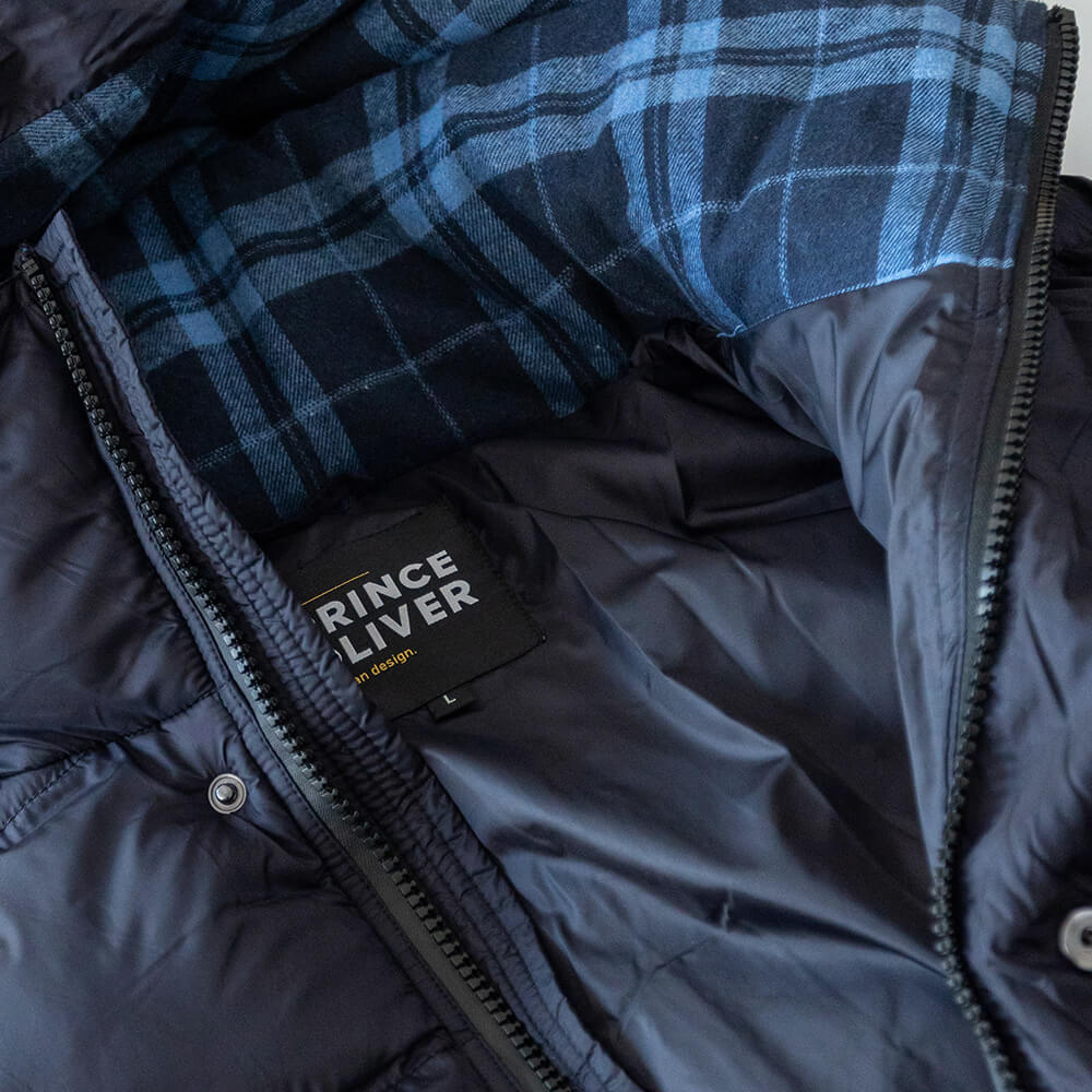 Men Prince Oliver Puffer Jacket Μπλε Σκούρο με Κουκούλα (Modern Fit) 10