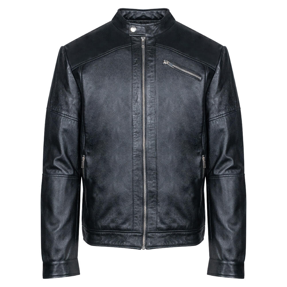 Men > Ένδυση > Ανδρικά Δερμάτινα Μπουφάν Prince Oliver Racer Jacket Μαύρο 100% Leather (Modern Fit)