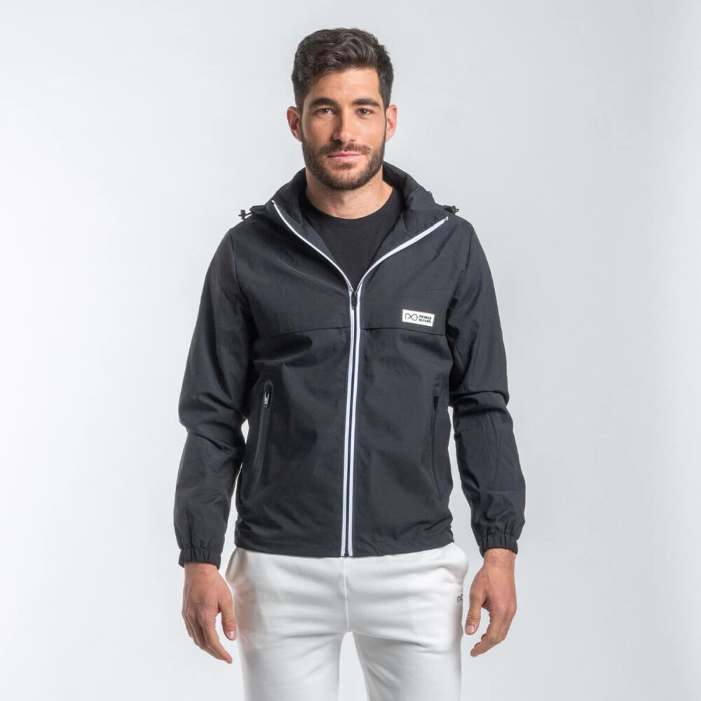 Lightweight All Season Black Jacket with Detachable Hood