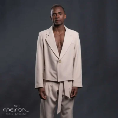 Beige Jacket Black Line Apeiron (Modern Fit)