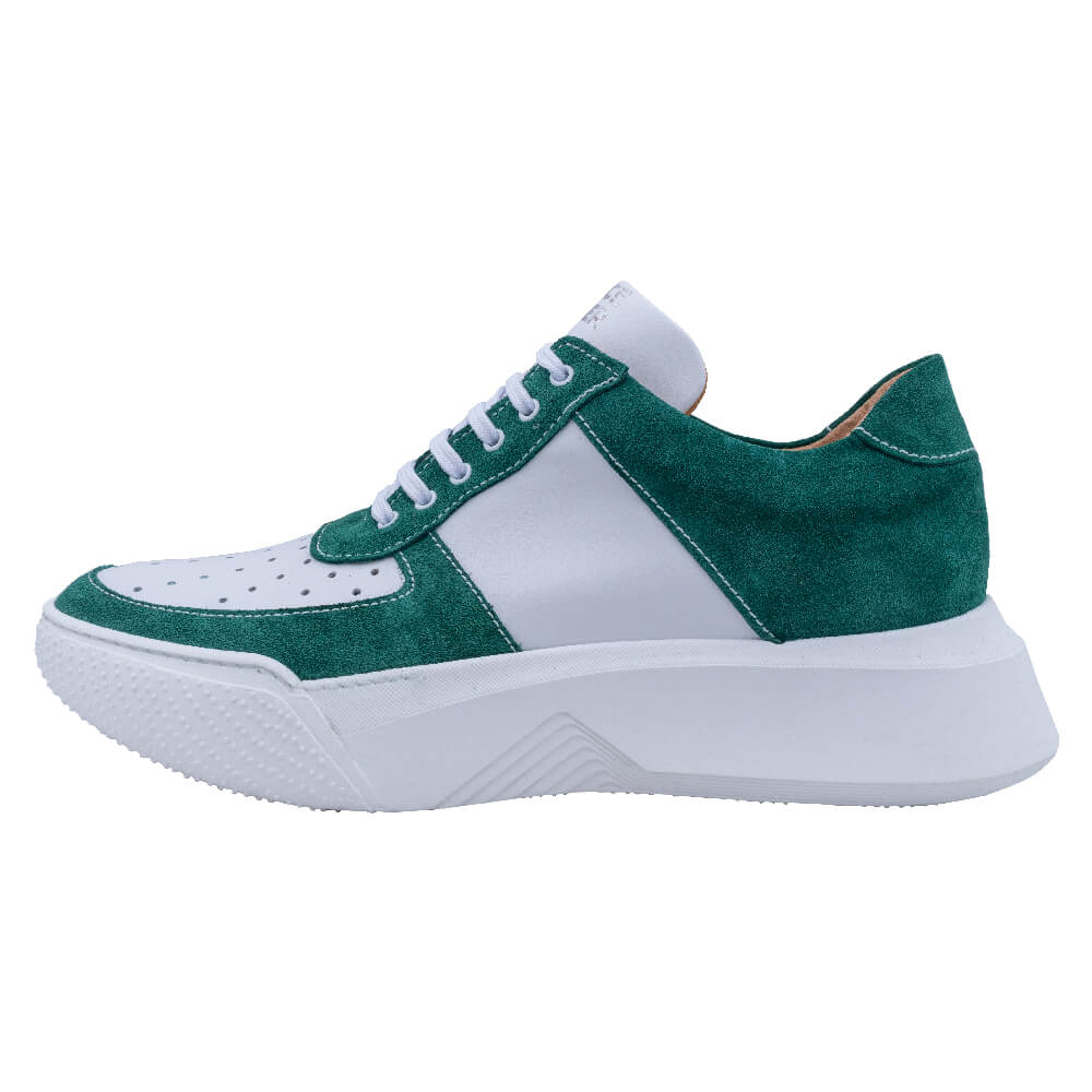 Winter Sales Man > Men > Ανδρικά Παπούτσια Designer Λευκα Sneakers με Πράσινες Σουέντ Λεπτομέρειες