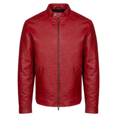 Prince Oliver Racer Jacket Red 100% Leather Jacket (Modern