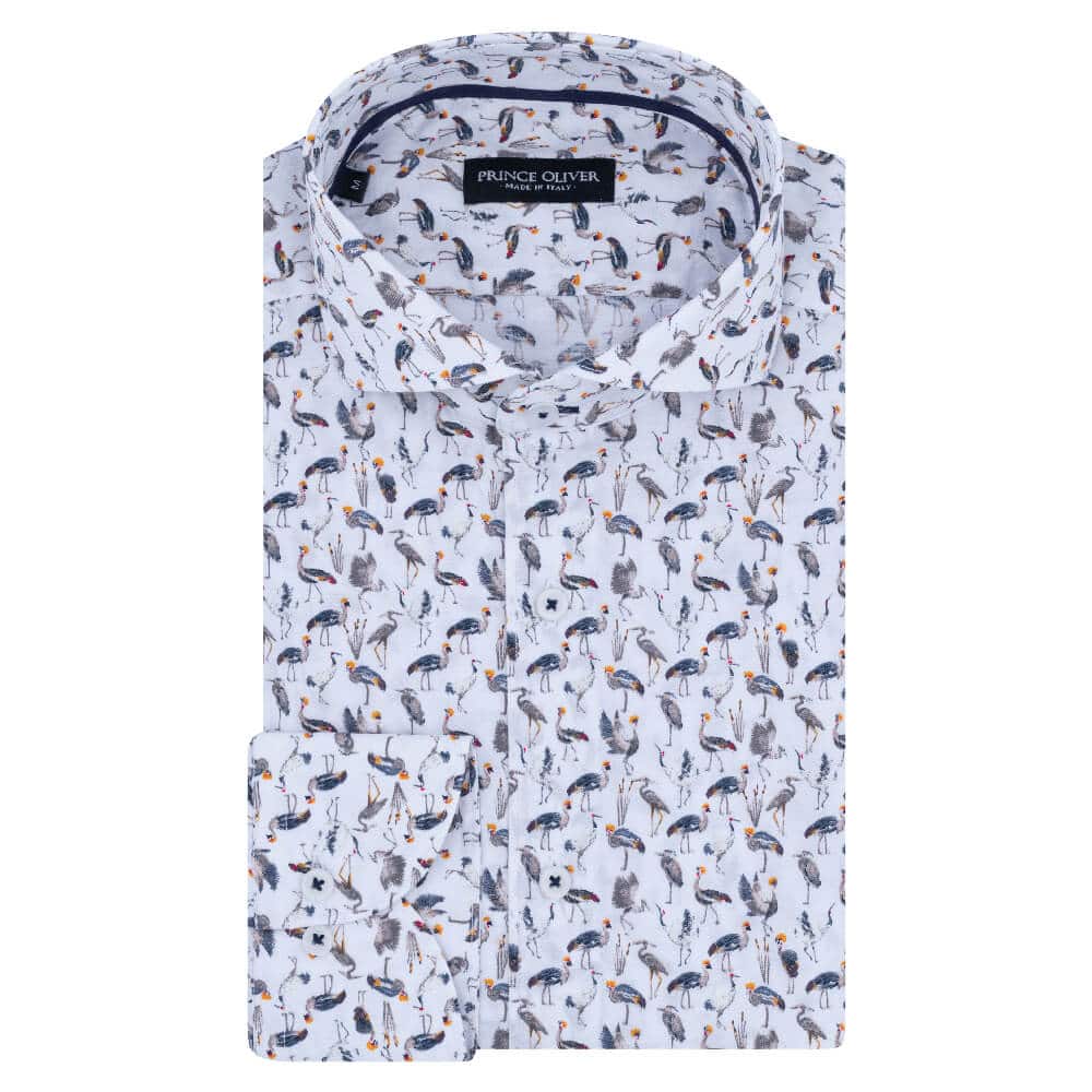 Men > Ένδυση > Ανδρικά Πουκάμισα Superior Πουκάμισο Λευκό με Σχέδιο 100% Fine Cotton (Modern Fit)