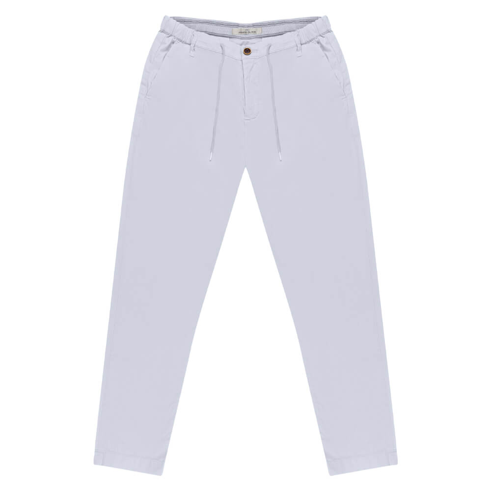 Ανδρικά Παντελόνια και Chinos > Men > Ένδυση Prince Oliver Satin Joggers Chinos Λευκό 24h Comfort (Modern Fit)