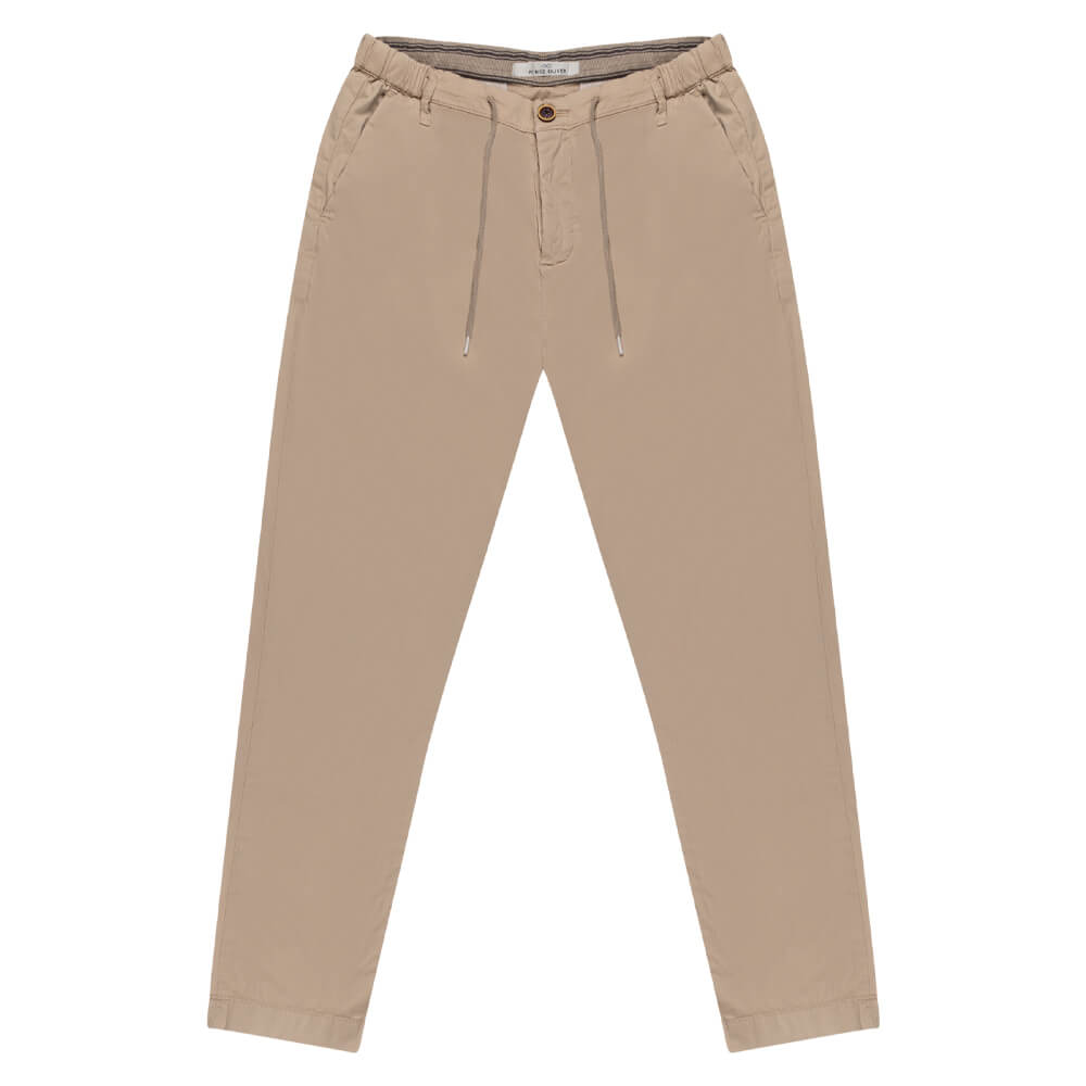 Ανδρικά Παντελόνια και Chinos > Men > Ένδυση Prince Oliver Satin Joggers Chinos Μπεζ 24h Comfort (Modern Fit)