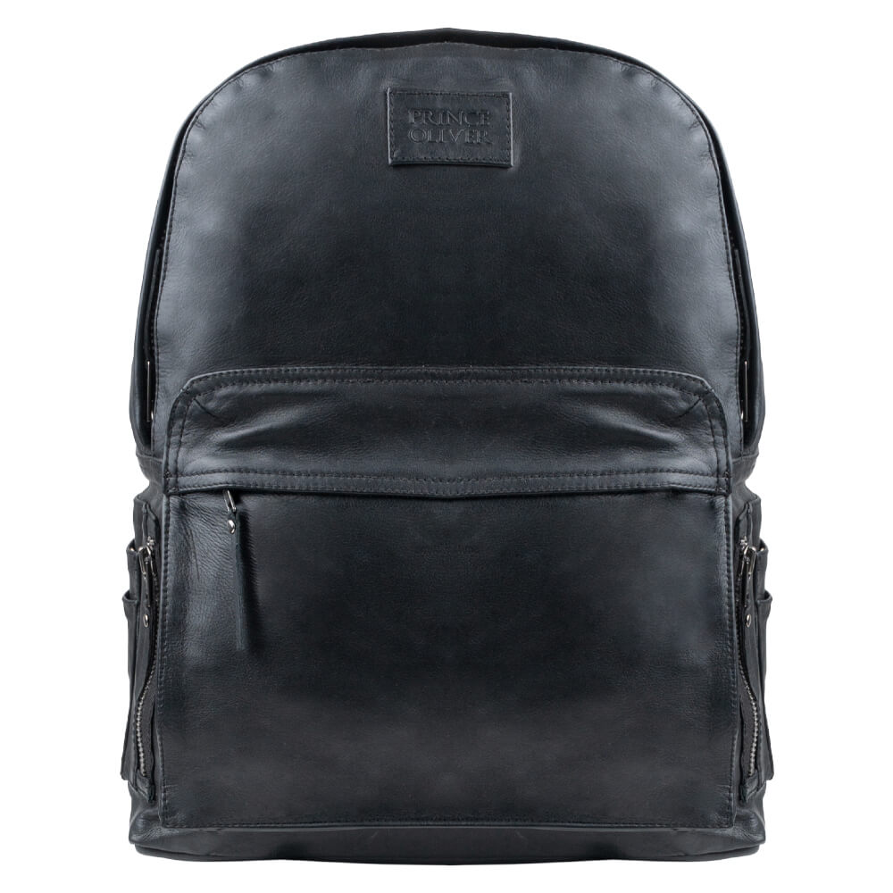 Σακίδια Πλάτης Ανδρικά > Men > Ανδρικές Τσάντες Prince Oliver Ανδρικό Σακίδιο Πλάτης Backpack Μαύρο "Original Leather"