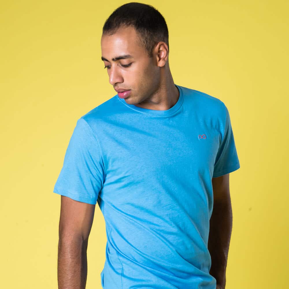 Men > Ένδυση > Ανδρικά T-Shirts Prince Oliver T-Shirt Γαλάζιο 100% Cotton ( Modern Fit)