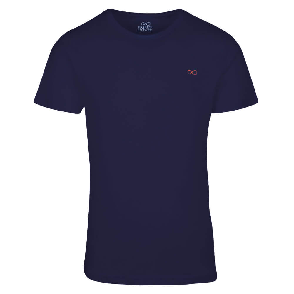 Men > Ένδυση > Ανδρικά T-Shirts Prince Oliver T-Shirt Μπλε Σκούρο 100% Cotton ( Modern Fit)
