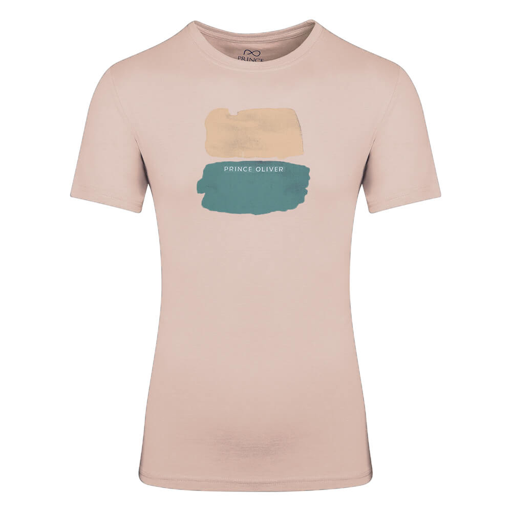 Men > Ένδυση > Ανδρικά T-Shirts Prince Oliver T-Shirt Σομόν Round Neck 100% Cotton (Modern Fit)