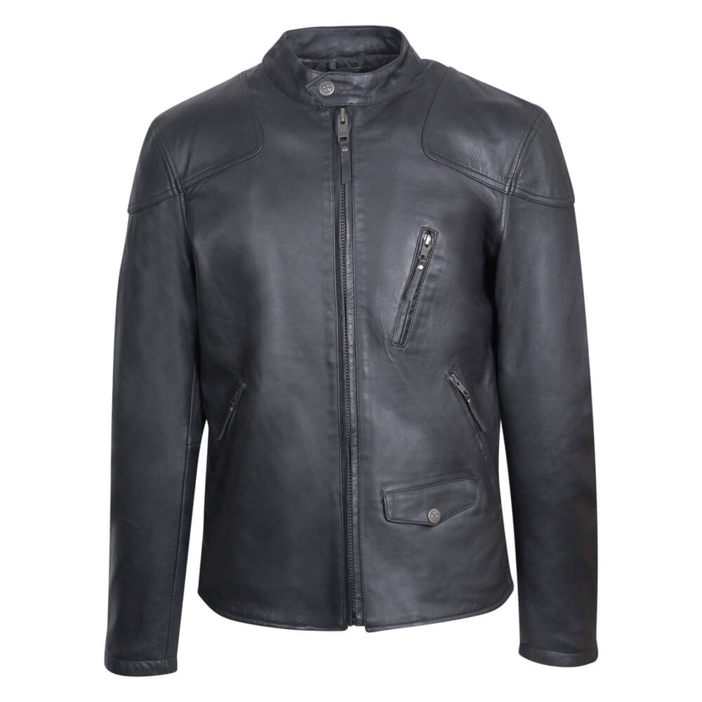 Men > Ένδυση > Ανδρικά Δερμάτινα Μπουφάν Prince Oliver Racer Jacket Μαύρο 100% Leather (Modern Fit)