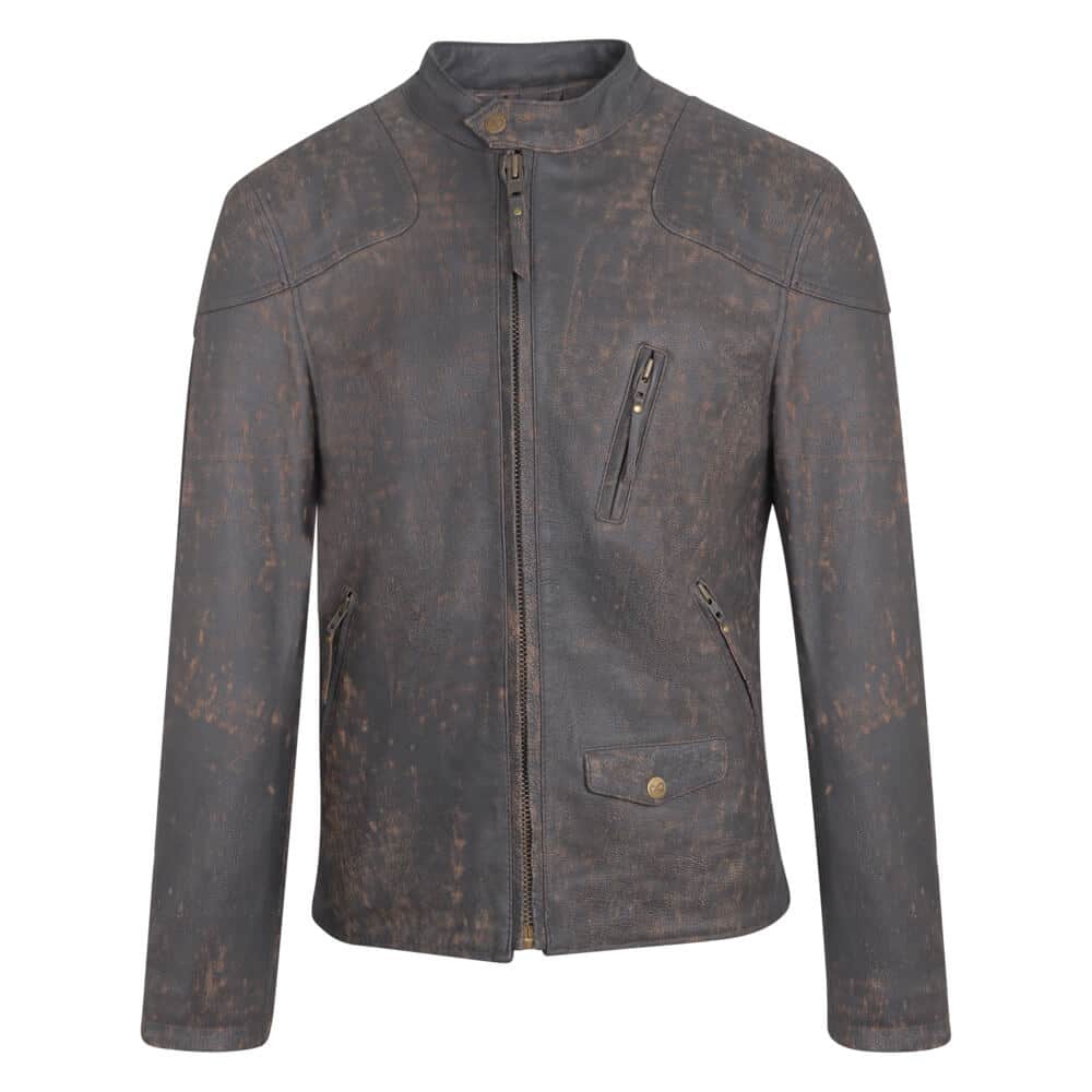 Men > Ένδυση > Ανδρικά Δερμάτινα Μπουφάν Prince Oliver Racer Jacket Καφέ Σκούρο 100% Leather (Modern Fit)