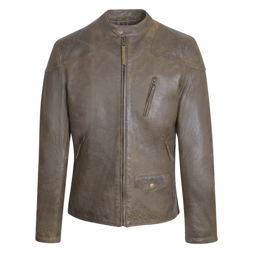 Men > Ένδυση > Ανδρικά Δερμάτινα Μπουφάν Prince Oliver Racer Jacket Λαδί 100% Leather (Modern Fit)