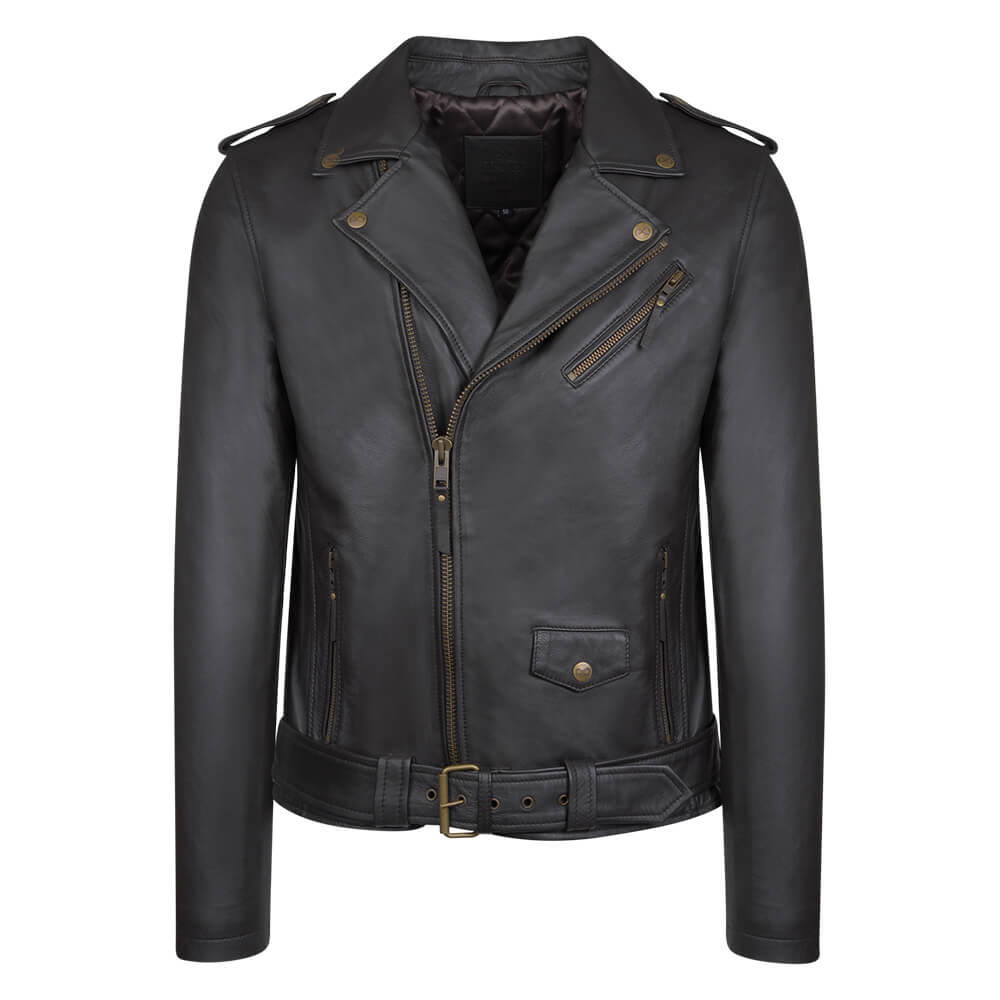Men > Ένδυση > Ανδρικά Δερμάτινα Μπουφάν Prince Oliver Perfecto Jacket Μαύρο 100% Leather (Modern Fit)