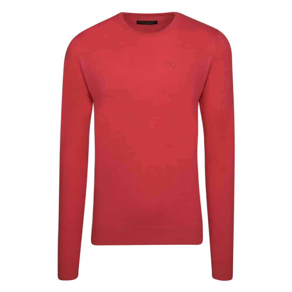 Men > Ένδυση > Ανδρικές Μπλούζες και Πουλόβερ Premium Πουλόβερ Κόκκινο Cashmere Blend Round Neck (Modern Fit)