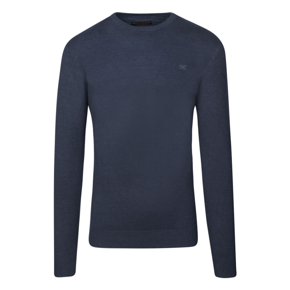Men > Ένδυση > Ανδρικές Μπλούζες και Πουλόβερ Premium Πουλόβερ Μπλε Σκούρο Cashmere Blend Round Neck (Modern Fit)