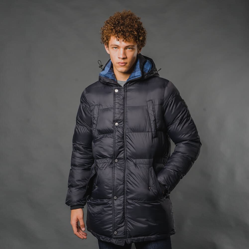 Ανδρικά Πανωφόρια > Men > Ένδυση Padded Long Jacket Μαύρο με Κουκούλα (Modern Fit)