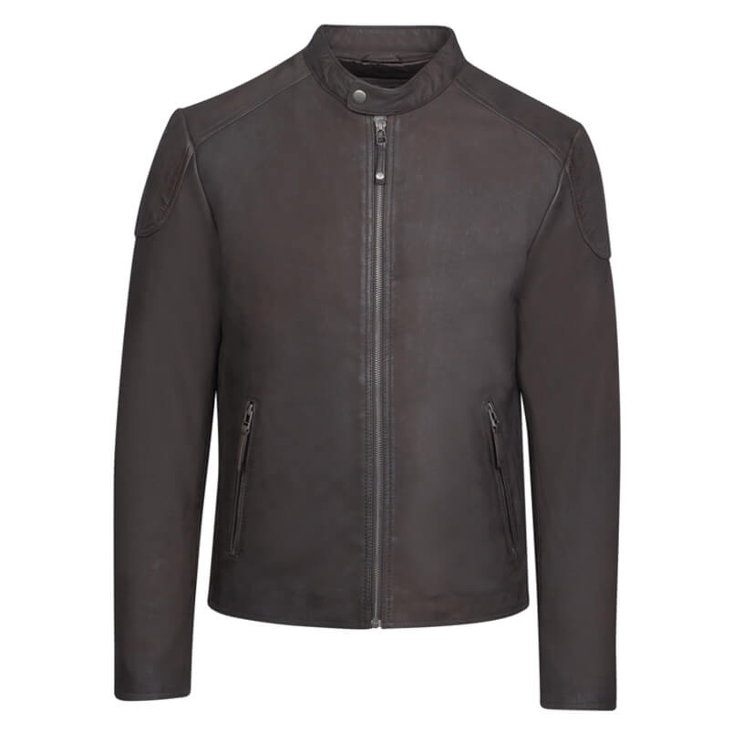 Men > Ένδυση > Ανδρικά Δερμάτινα Μπουφάν Racer Jacket Καφέ 100% Leather Jacket (Modern Fit)