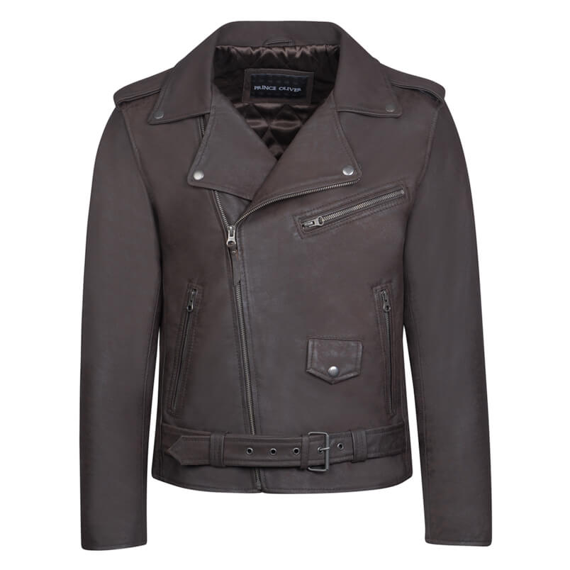 Men > Ένδυση > Ανδρικά Δερμάτινα Μπουφάν Vintage Perfecto Jacket Καφέ 100% Leather (Modern Fit)