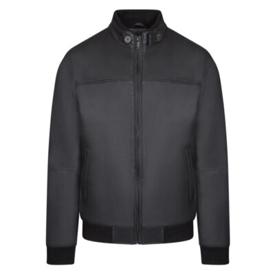 Bomber Jacket Brown in Sheep Nappa Leather Modern Fit