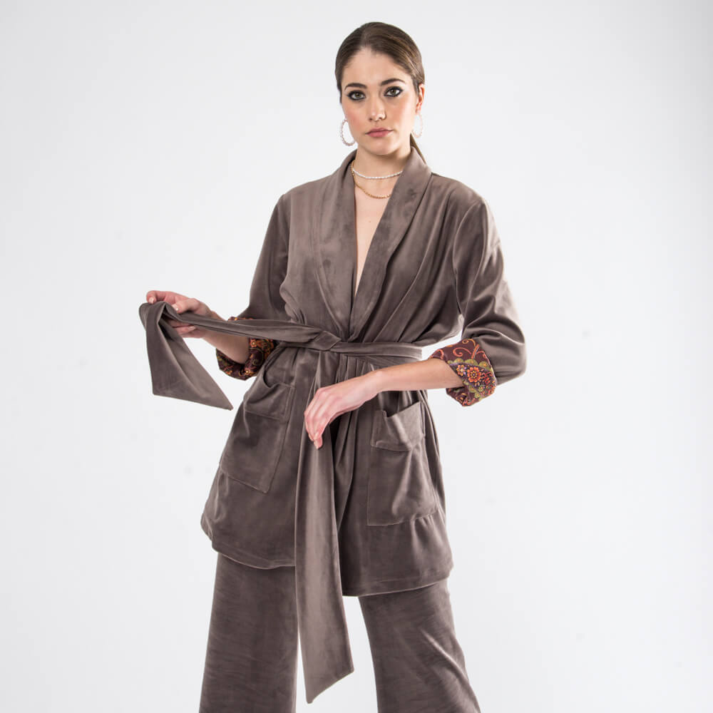  Latifa Blazer.Γυναικείο Velvet Σακάκι Καφέ 2025