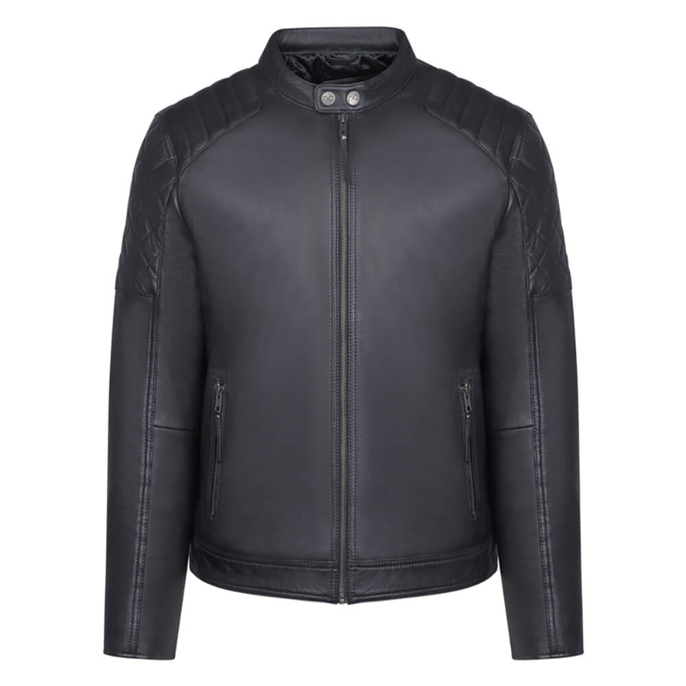 Men > Ένδυση > Ανδρικά Δερμάτινα Μπουφάν Racer Jacket Μαύρο 100% Leather (Modern Fit)