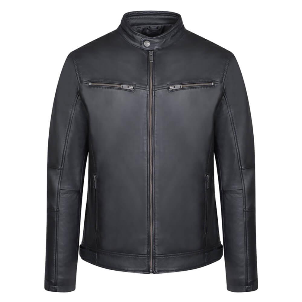 Men > Ένδυση > Ανδρικά Δερμάτινα Μπουφάν Racer Jacket Μαύρο 100% Leather (Modern Fit)