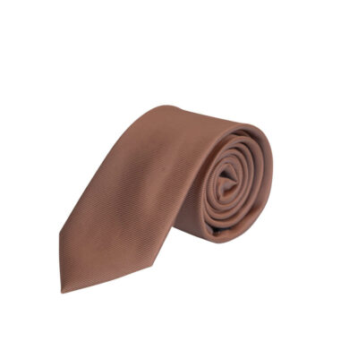 Prince Oliver Tie Brown With Embossed Stripe (Width 7 cm)
