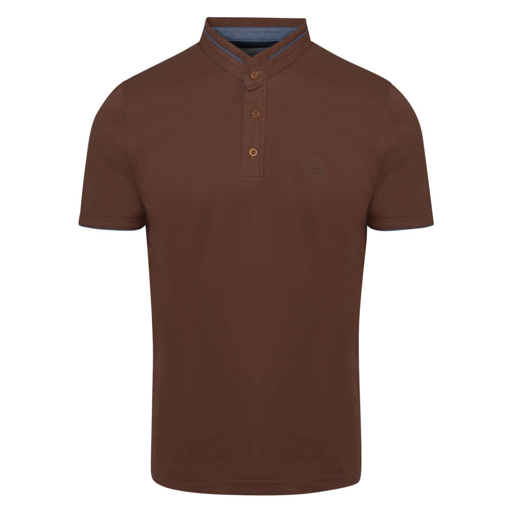 Men > Ένδυση > Ανδρικές Μπλούζες Polo Premium Mao Polo Καφέ 100% Cotton (Modern Fit)