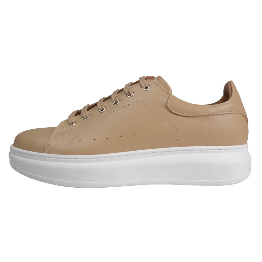 Prince Oliver Low-Top Δερμάτινα Sneakers Καφέ Ανοιχτό
