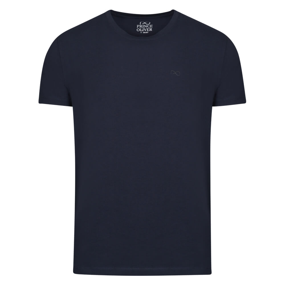 Prince Oliver Elegant Logo Τ-Shirt Μπλε Round Neck (Modern Fit)